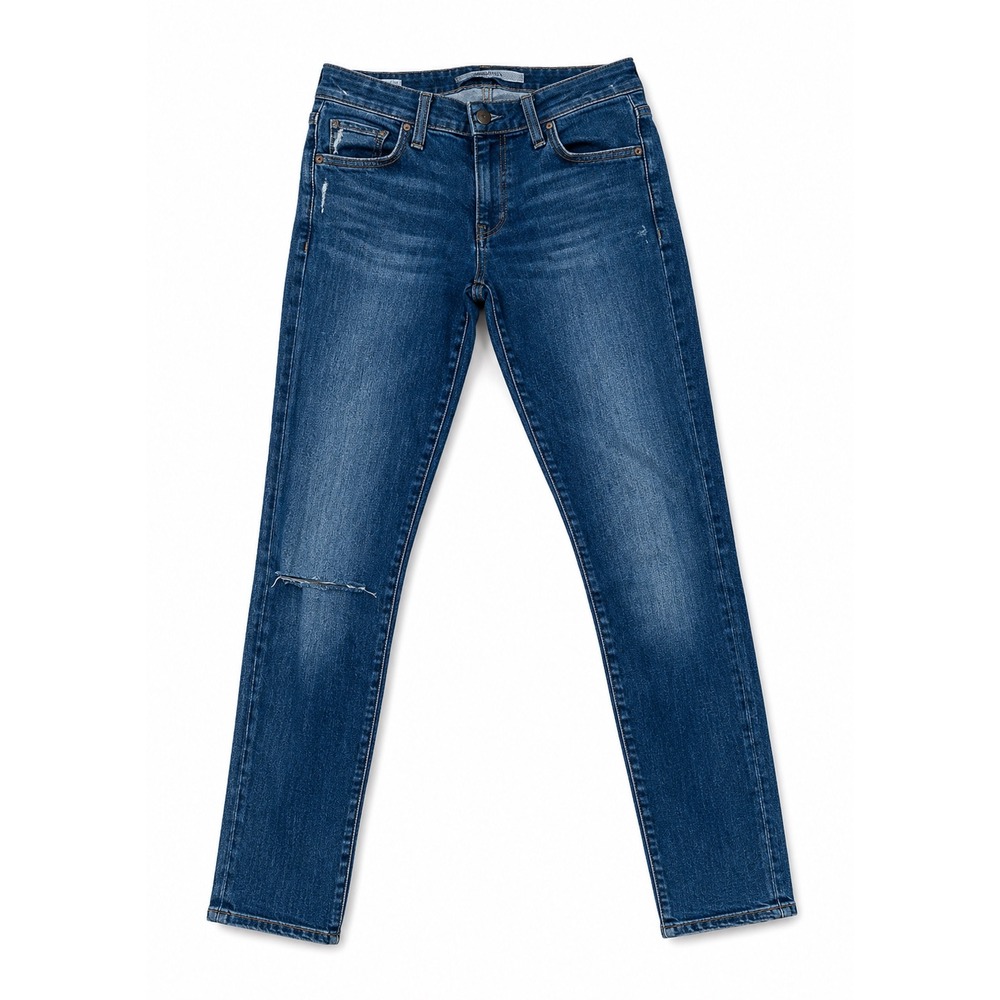 Joe's Jeans Raw Hem Ankle Skinny Women's W25 Blue Distressed Denim Cropped Jeans